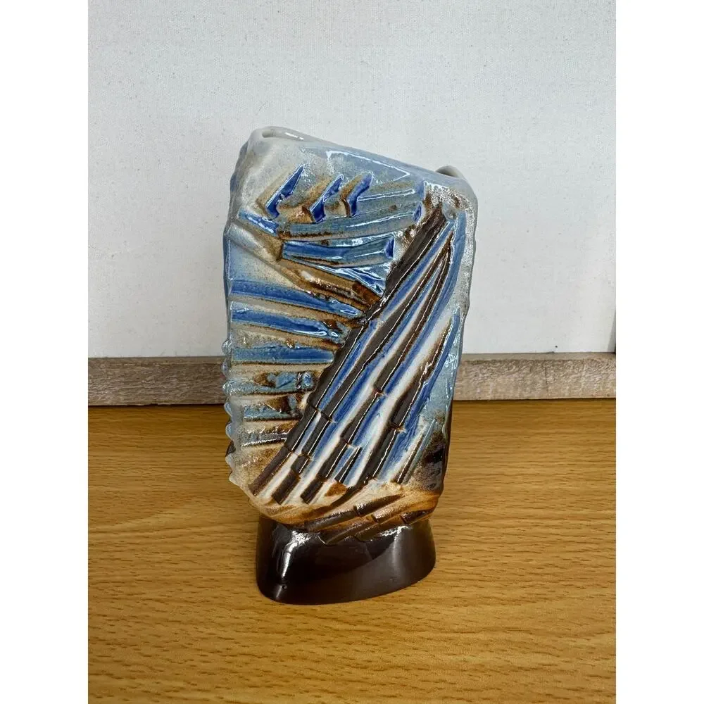 Vintage Lapin Savi Ky Tervola Finland ROCK ceramic vase Kauko Ruokamo design 7